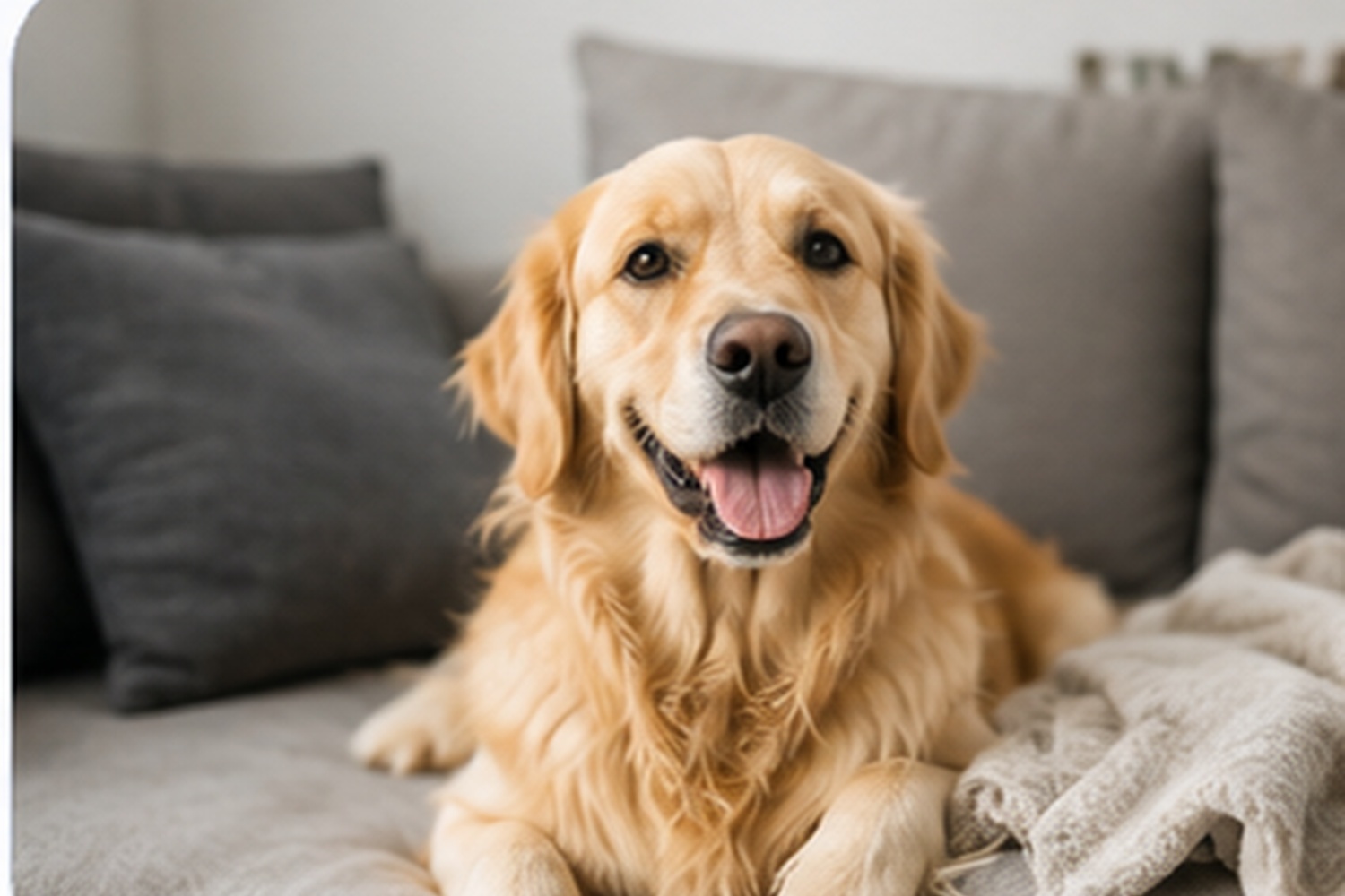 Golden retriever on a couch